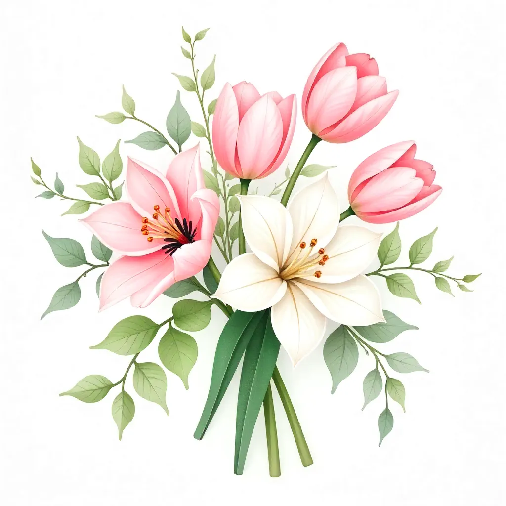 Ethereal Whisper bouquet with light pink and white flowers